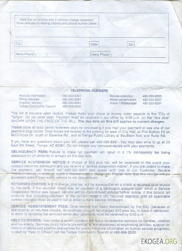 Usa Arizona water utility bill 2 pages 2 in psd format template